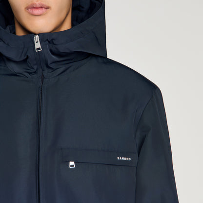 Windy Padded Nylon Windbreaker Navy Blue