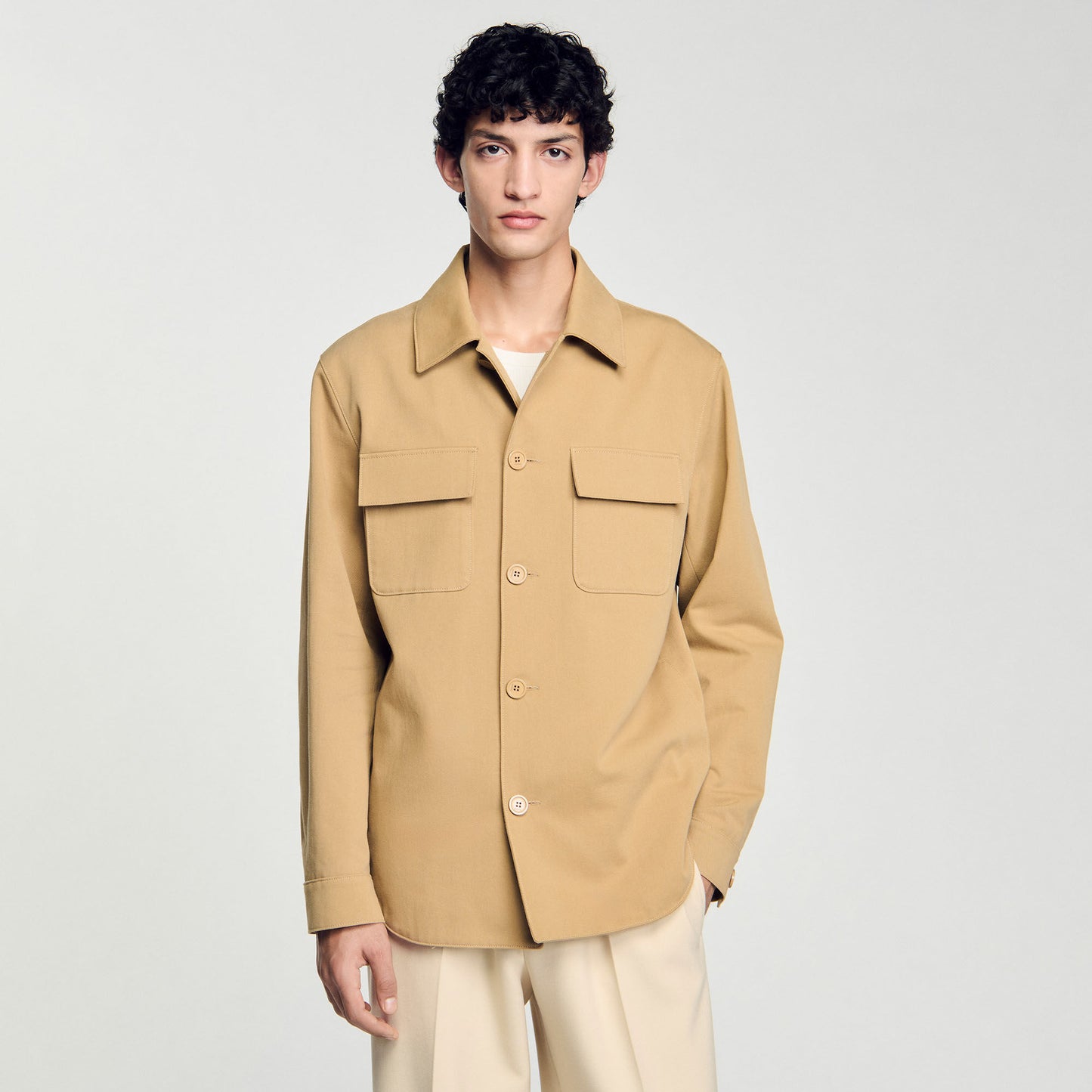 Overshirt Cotton Overshirt With Pockets Sand. Sand.