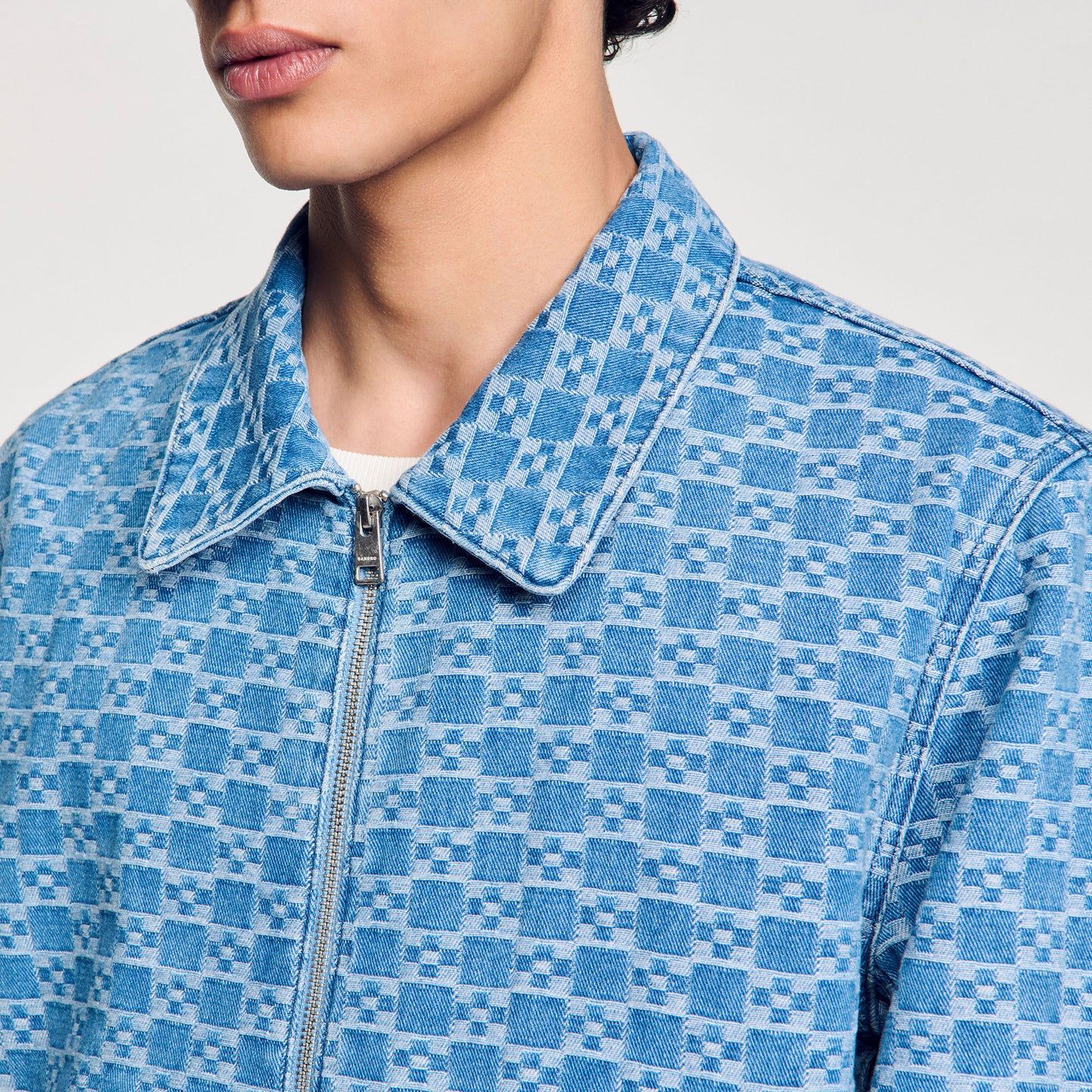 Zipper Cross Jacket Square Cross Denim Jacket Bluevintage-Denim Bluevintage-Denim