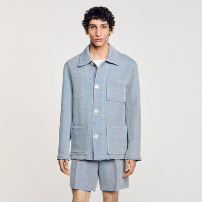 Worker Overshirt Linen Worker Jacket Chambray.