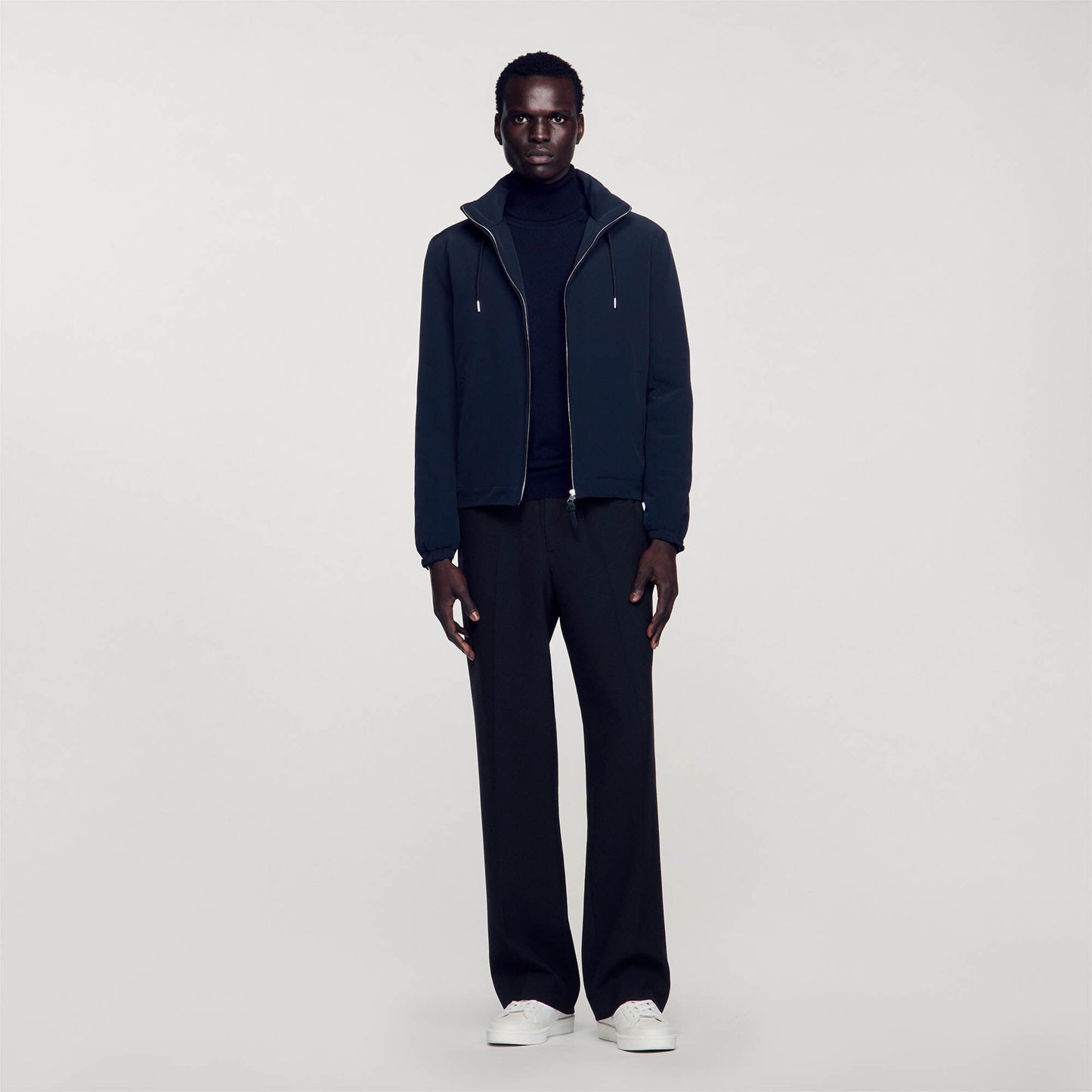 Zip-Up Hooded Jacket Navy Blue