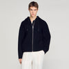 Hoodie Double Face Hooded Zip-Up Wool Jacket Black