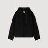 Hoodie Double Face Hooded Zip-Up Wool Jacket Black