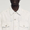 Trucker Crackled White Cracked Coated Denim Jacket White