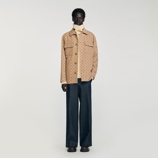 Cross Overshirt Square Cross Jacquard Overshirt Camel
