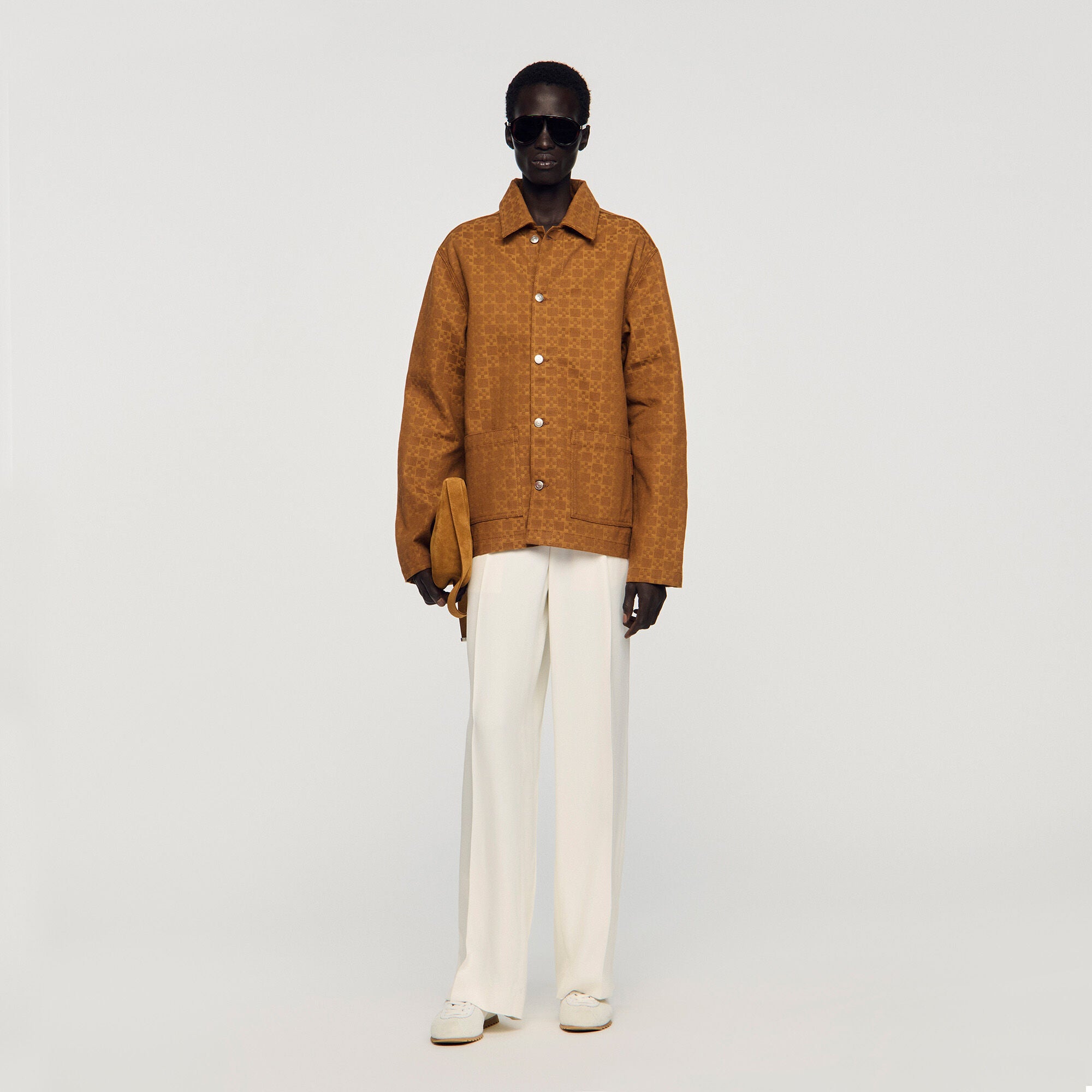 Worker Cross Square Cross Denim Jacket Camel