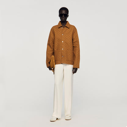 Worker Cross Square Cross Denim Jacket Camel