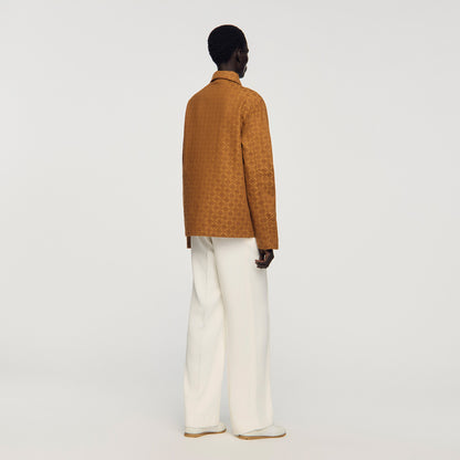 Worker Cross Square Cross Denim Jacket Camel