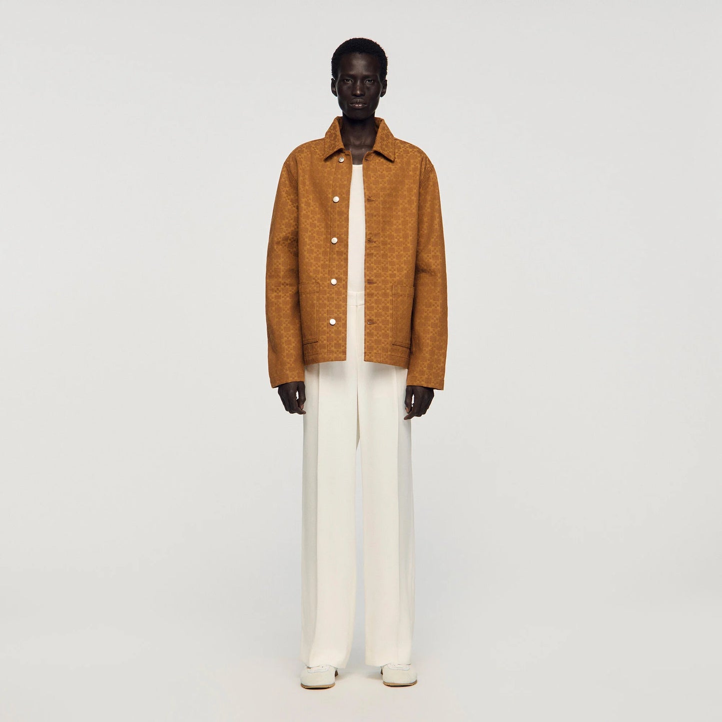 Worker Cross Square Cross Denim Jacket Camel