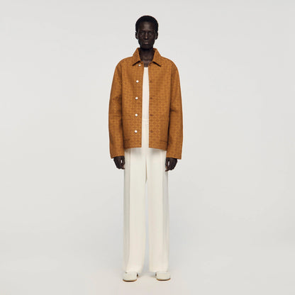 Worker Cross Square Cross Denim Jacket Camel