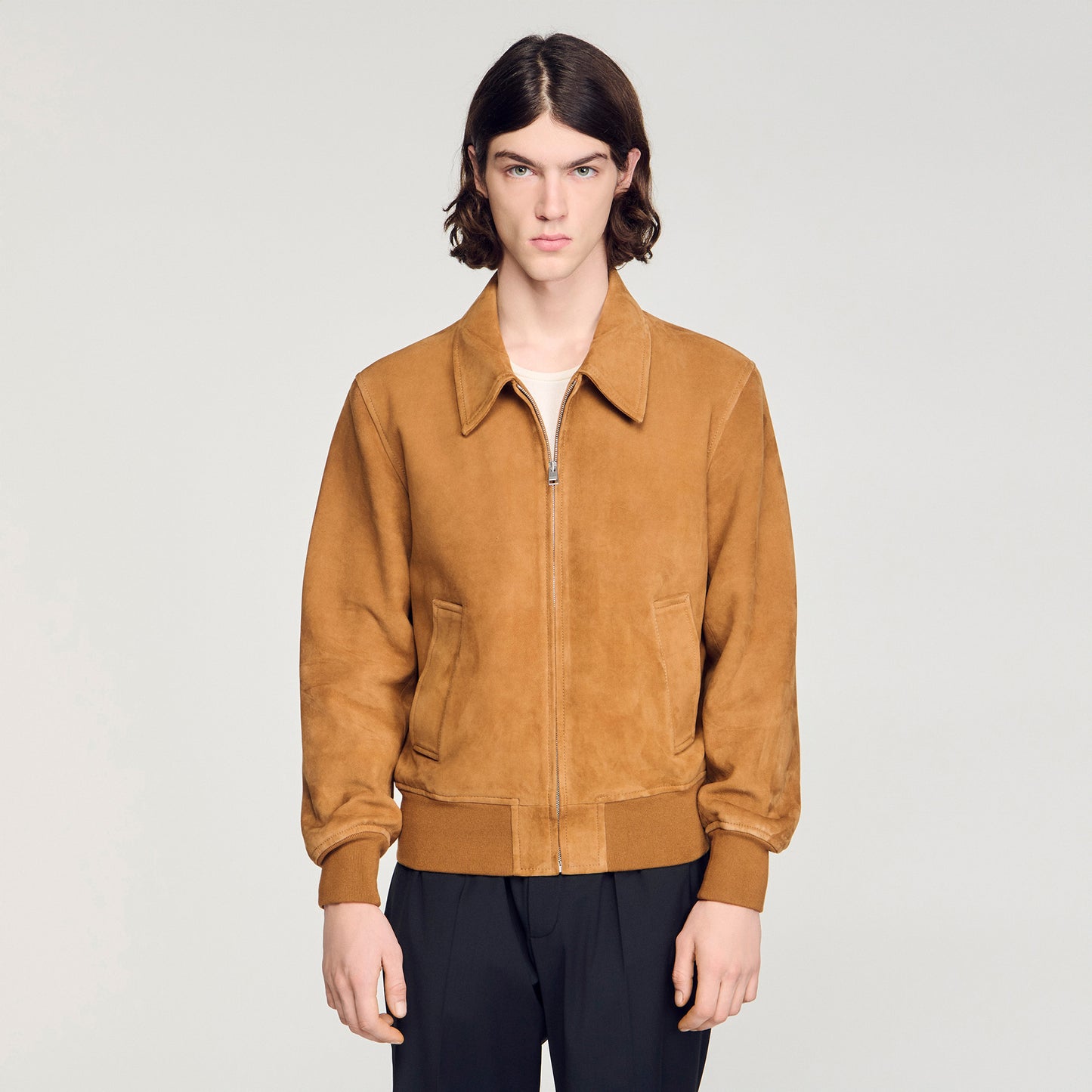 Thomas Jacket Nubuck Suede Leather Jacket Cognac