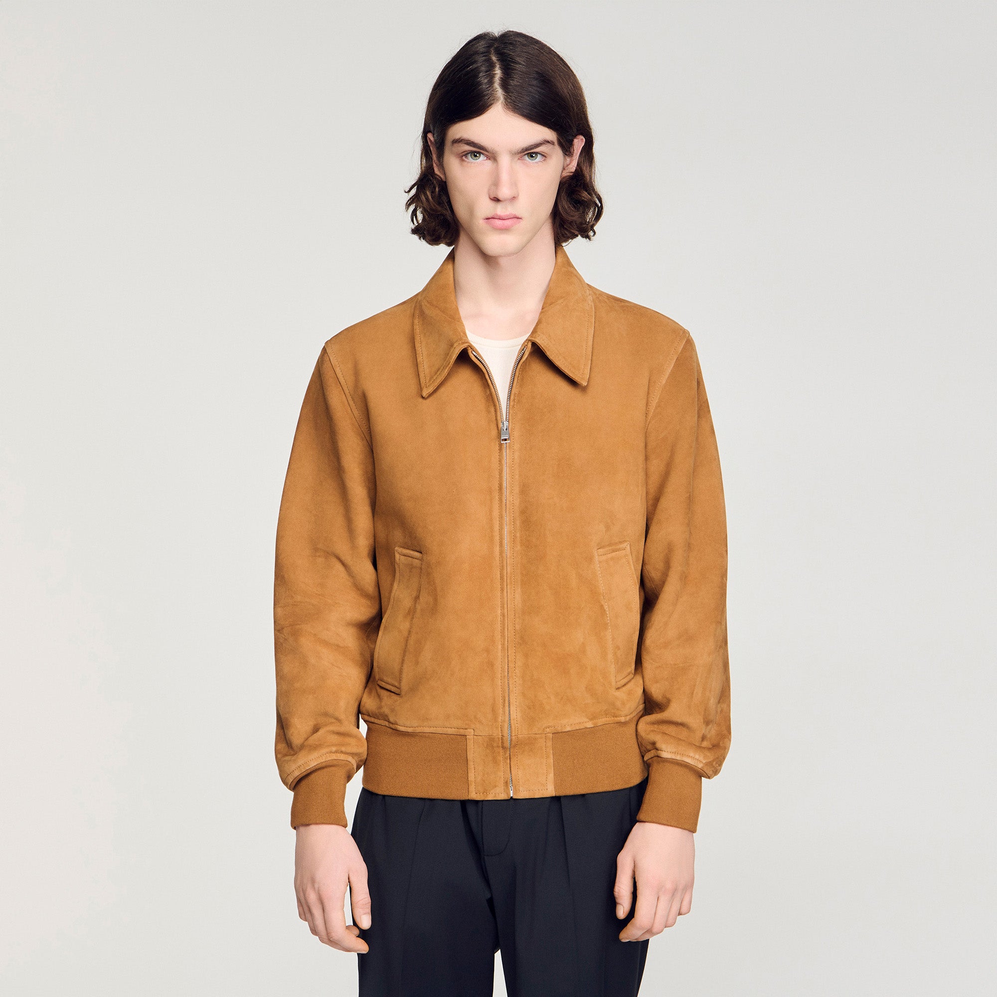 Thomas Jacket Nubuck Suede Leather Jacket Cognac
