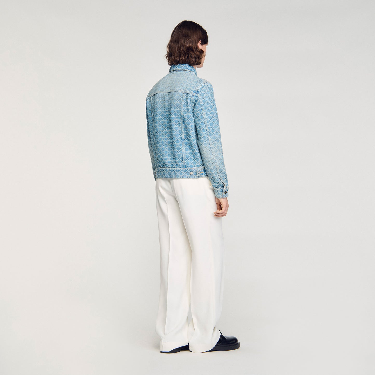 Cross Sanded Trucker Square Cross Denim Jacket SKY BLUE