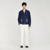 Horse Jacket Embroidered Wing Collar Jacket Navy Blue