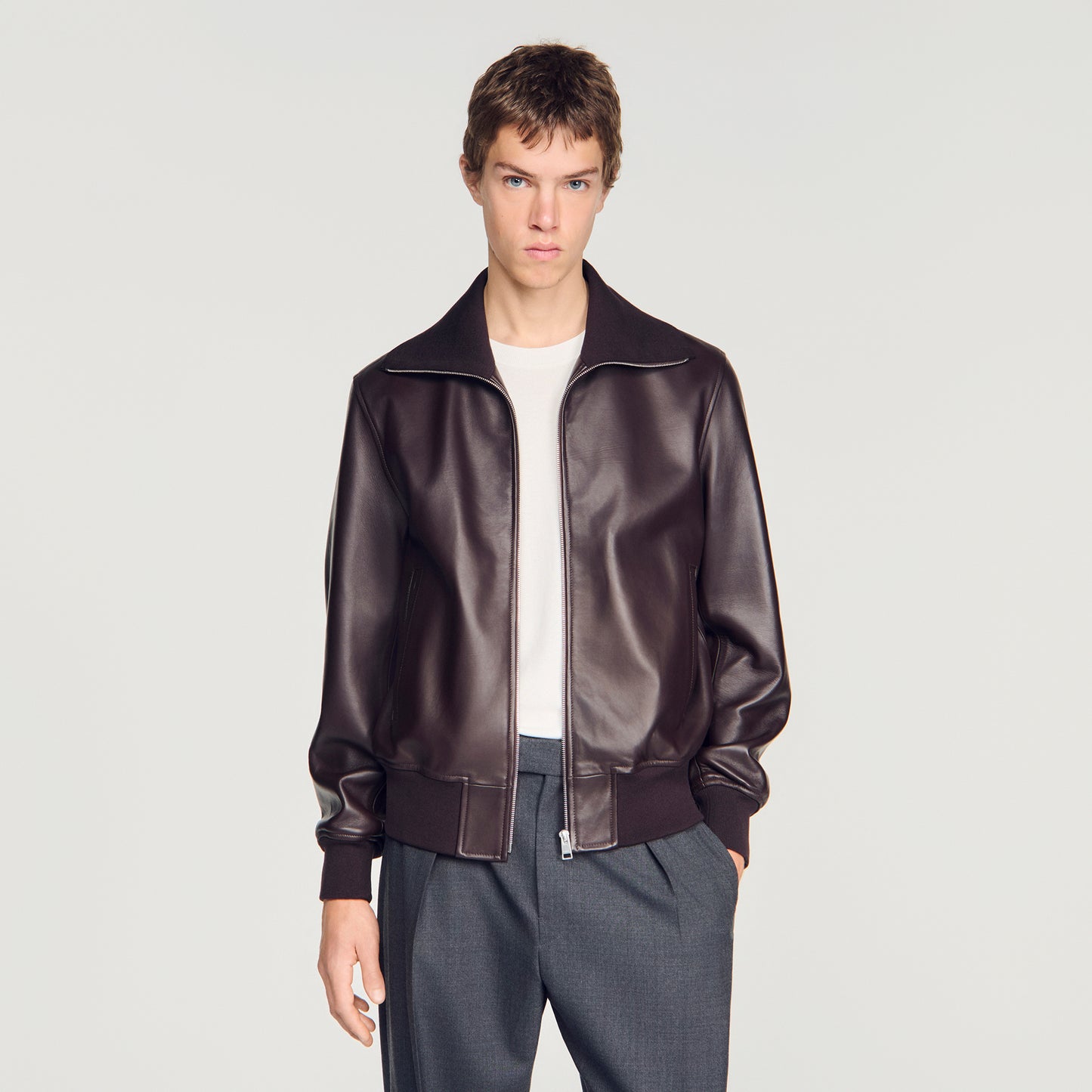 Harry Leather Jacket Zip-up leather jacket Chocolate