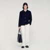 Worker Double Face Wool Jacket With Regular Collar Navy Blue