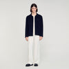 Worker Double Face Wool Jacket With Regular Collar Navy Blue