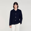 Worker Double Face Wool Jacket With Regular Collar Navy Blue