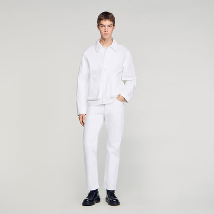 Worker Oversize White Denim Worker Jacket White