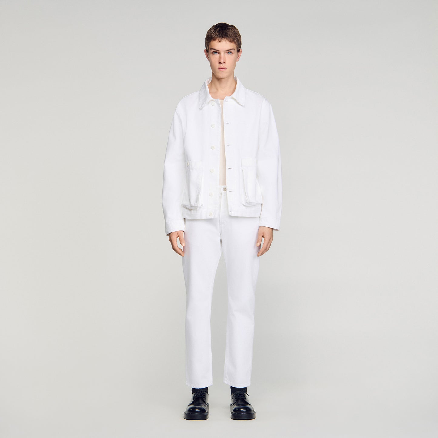 Worker Oversize White Denim Worker Jacket White