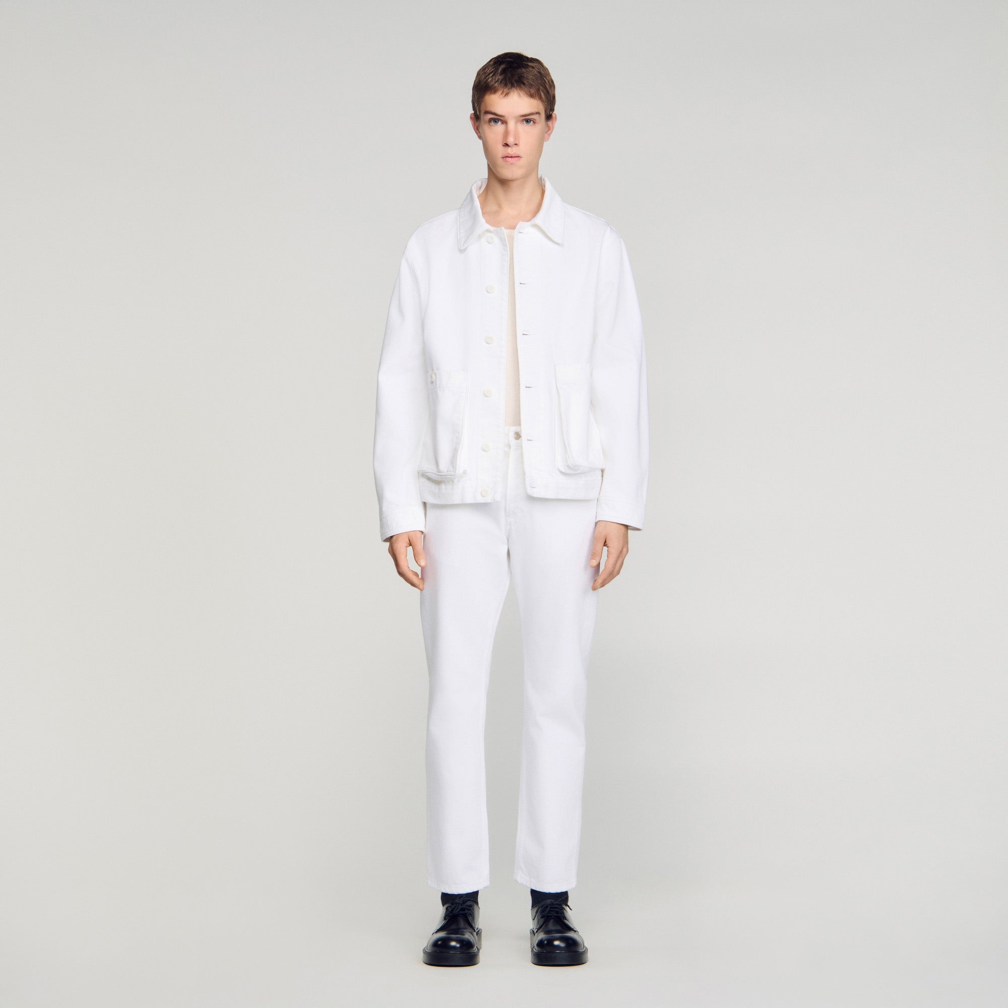 Worker Oversize White Denim Worker Jacket White