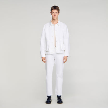 Worker Oversize White Denim Worker Jacket White