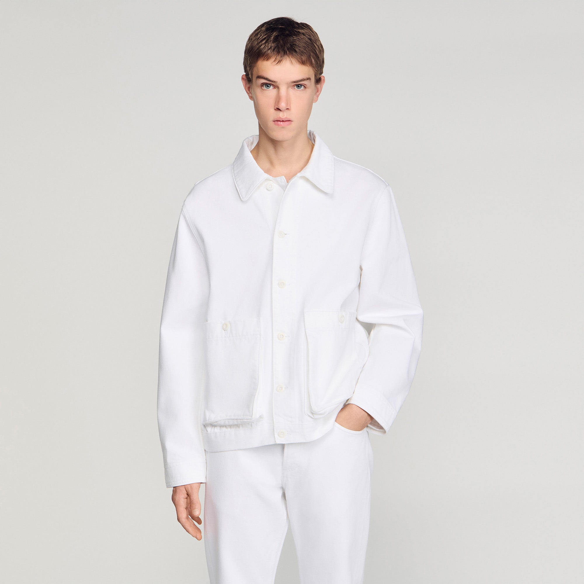 Worker Oversize White Denim Worker Jacket White