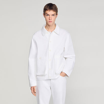 Worker Oversize White Denim Worker Jacket White