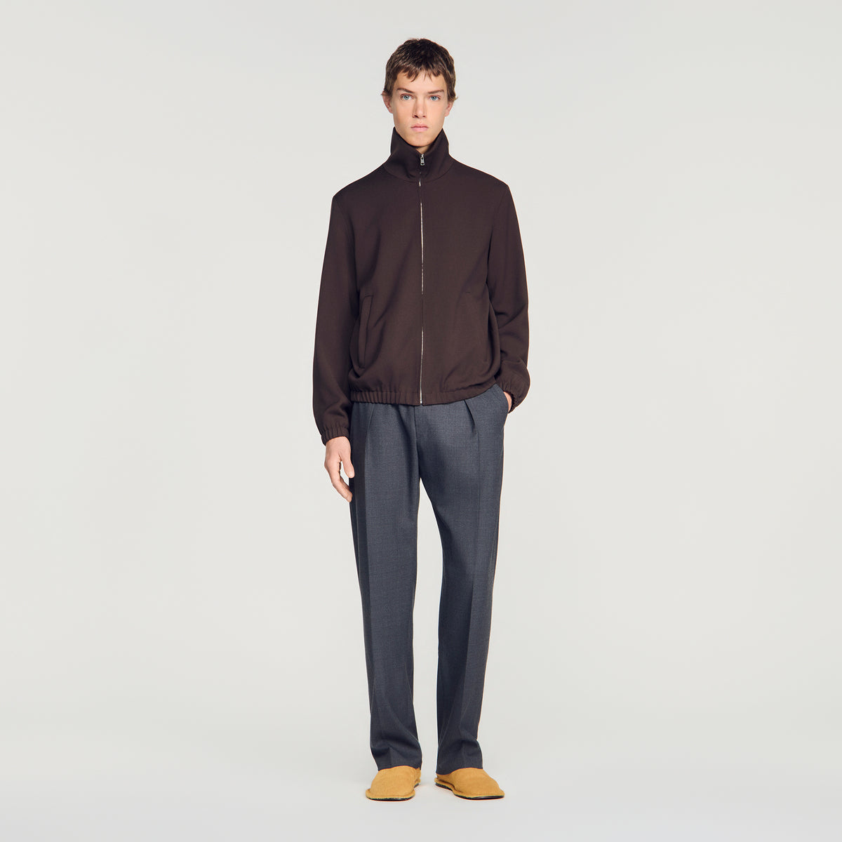 Wool Tracksuit Wool zip-up jacket Chocolate