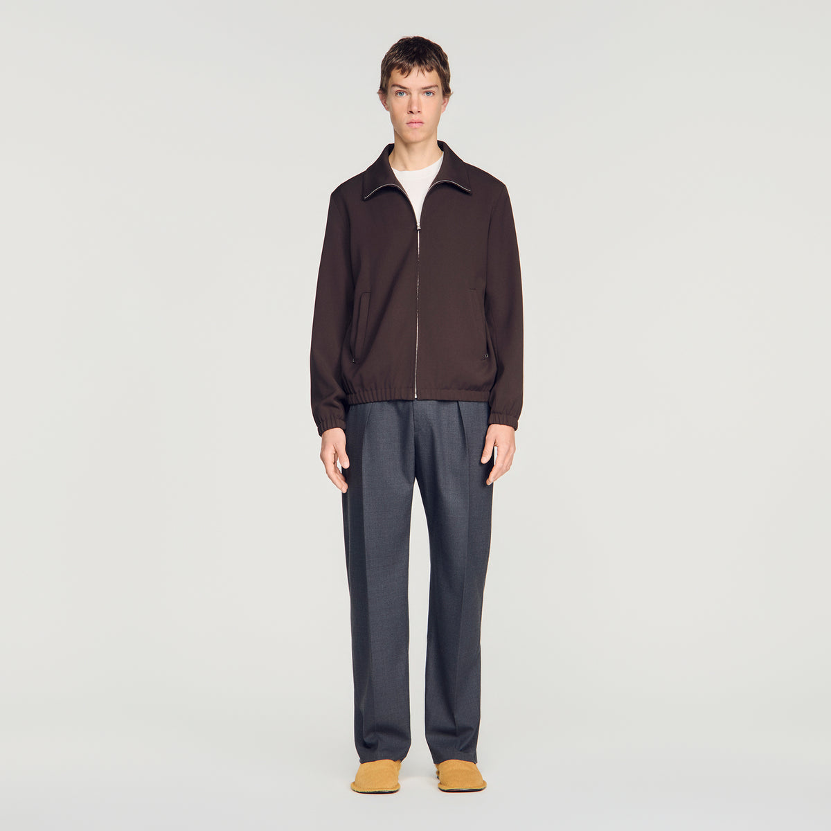Wool Tracksuit Wool zip-up jacket Chocolate