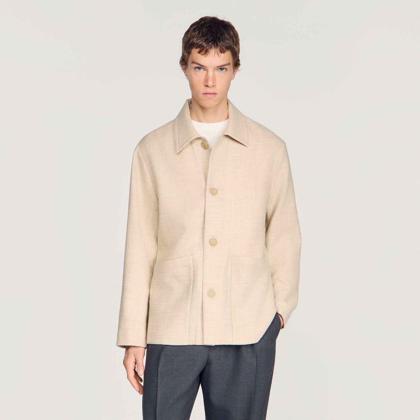 Henry Wool Worker  Worker Jacket Ecru Chine