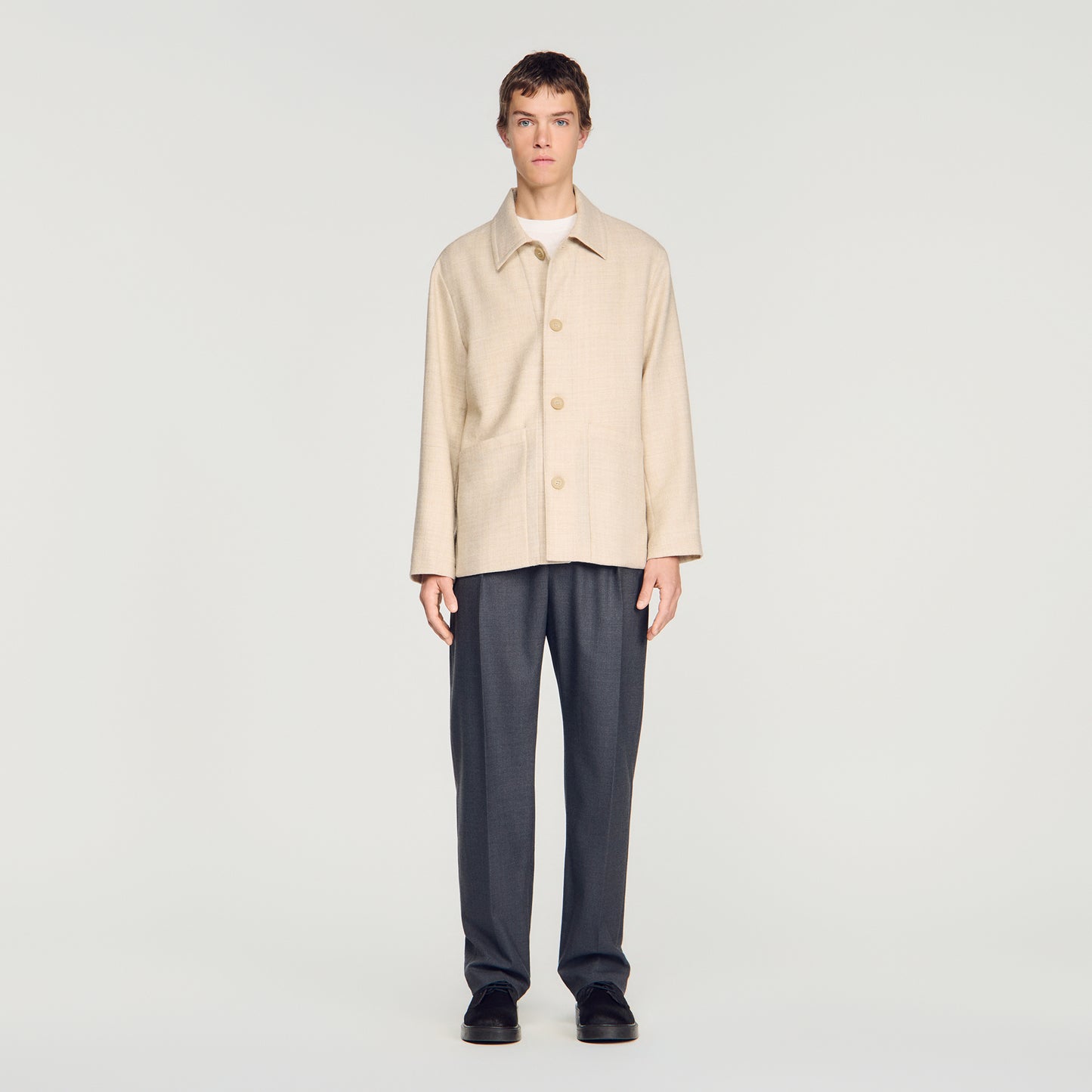 Henry Wool Worker  Worker Jacket Ecru Chine