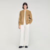 Monaco Suede Capuccino Zip-Up Split Leather Jacket Cappucino