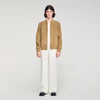 Monaco Suede Capuccino Zip-Up Split Leather Jacket Cappucino