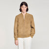 Monaco Suede Capuccino Zip-Up Split Leather Jacket Cappucino