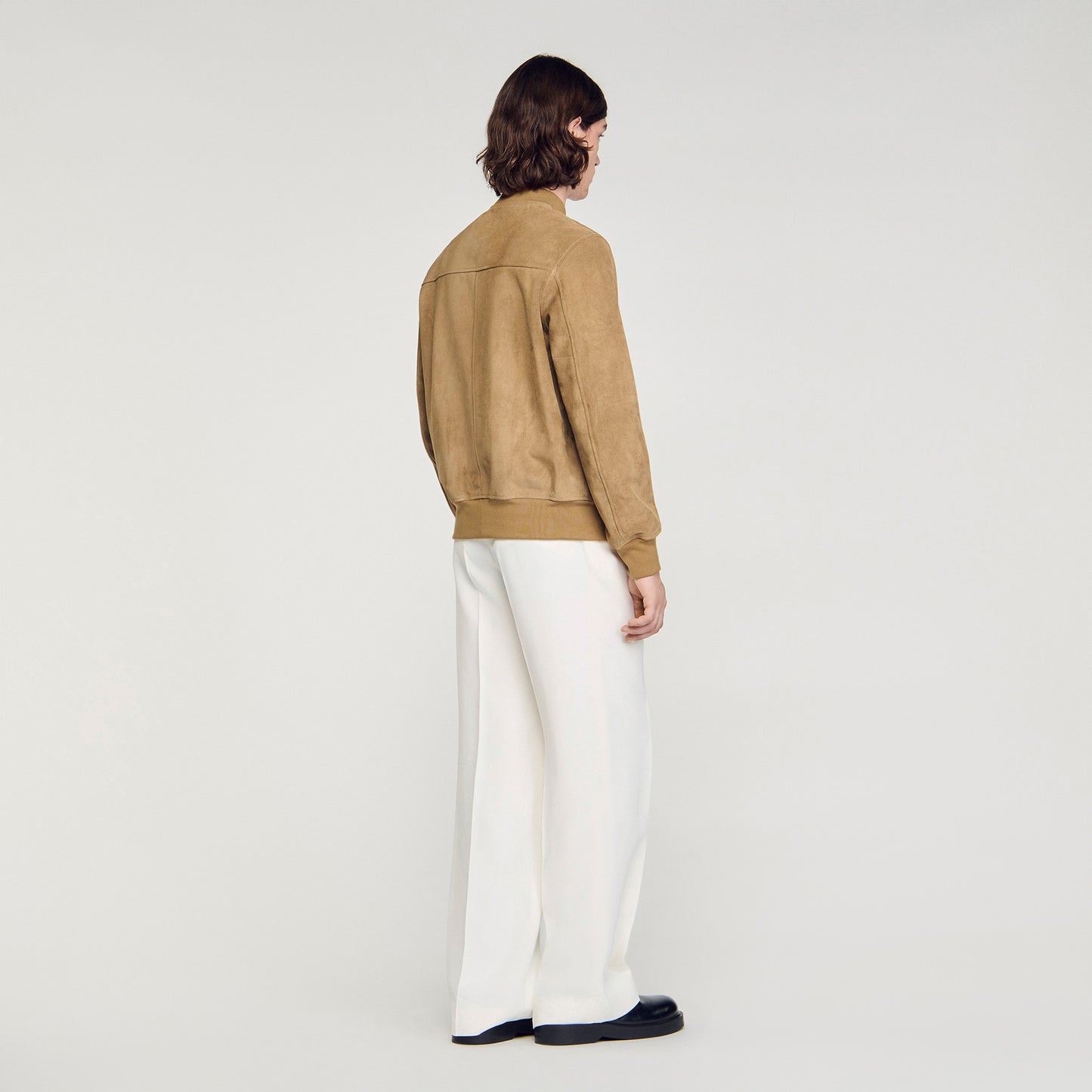 Monaco Suede Capuccino Zip-Up Split Leather Jacket Cappucino