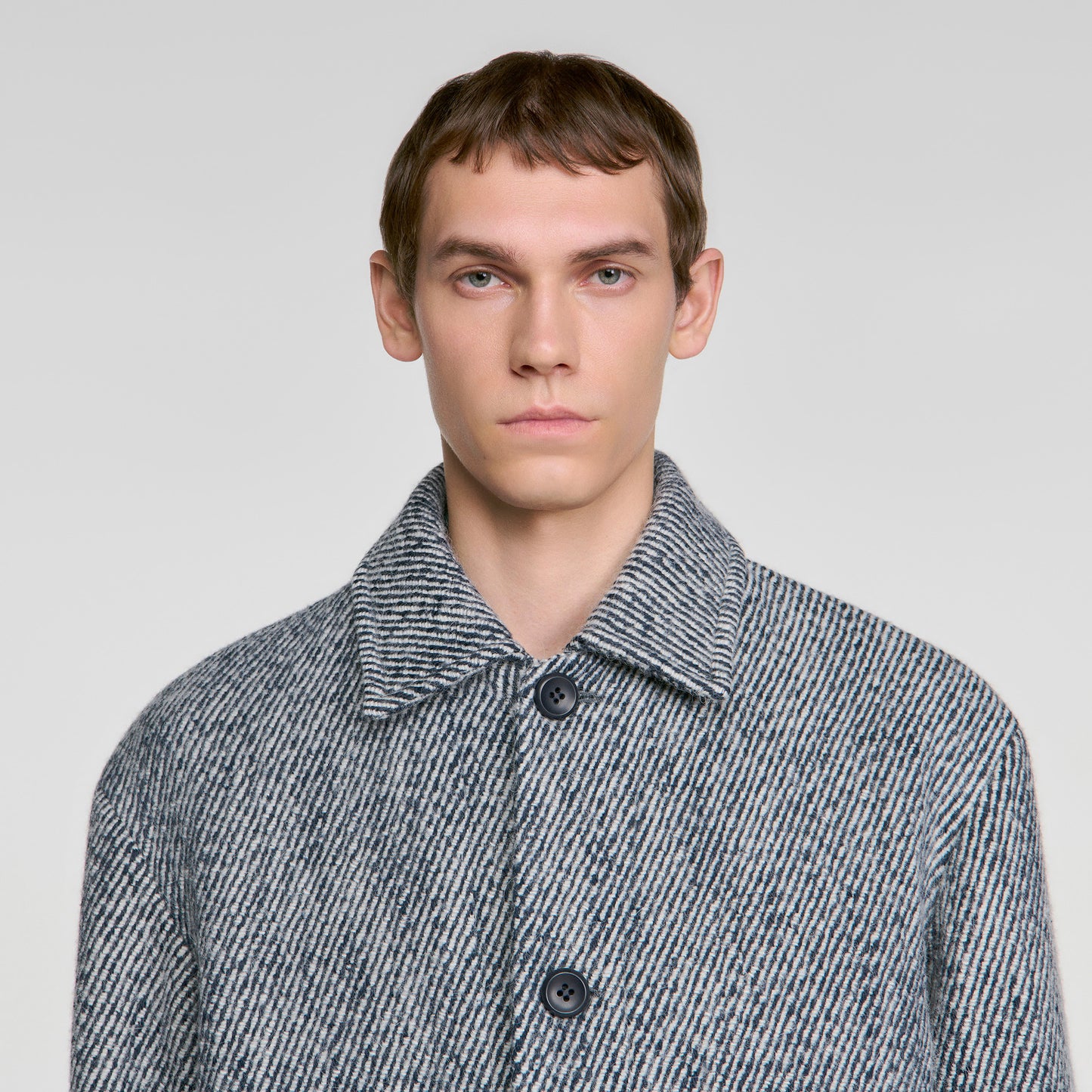 Wool Twill Worker Marl-effect worker jacket Marine / Blanc