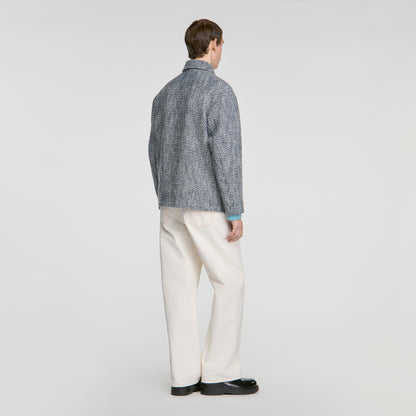 Wool Twill Worker Marl-effect worker jacket Marine / Blanc