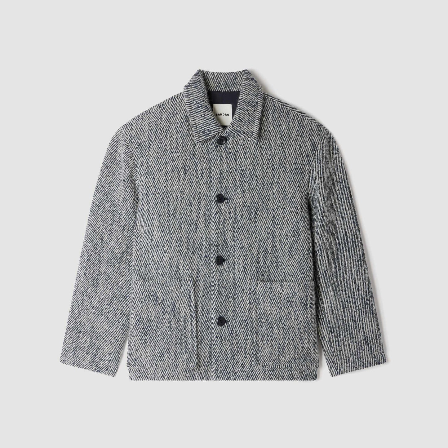 Wool Twill Worker Marl-effect worker jacket Marine / Blanc