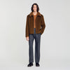 Minimal Aviator Wool zip-up jacket Camel