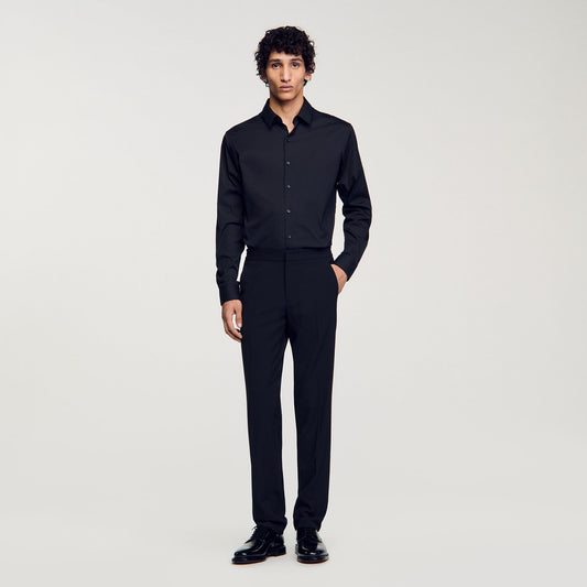 Seamless Stretch Fitted Stretch Cotton Shirt Black
