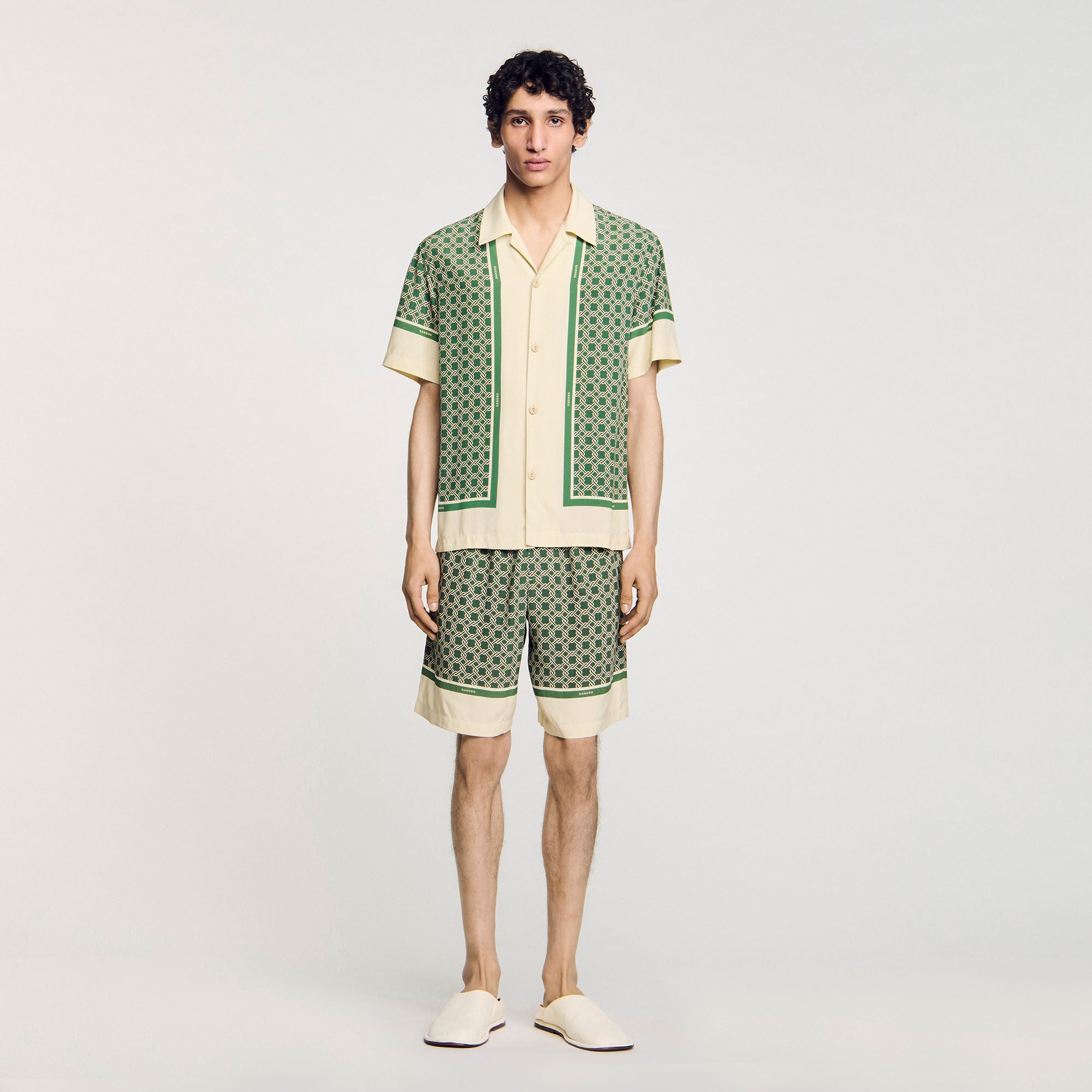 Short-Sleeved Patterned Shirt Super Green