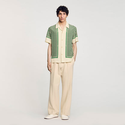 Short-Sleeved Patterned Shirt Super Green