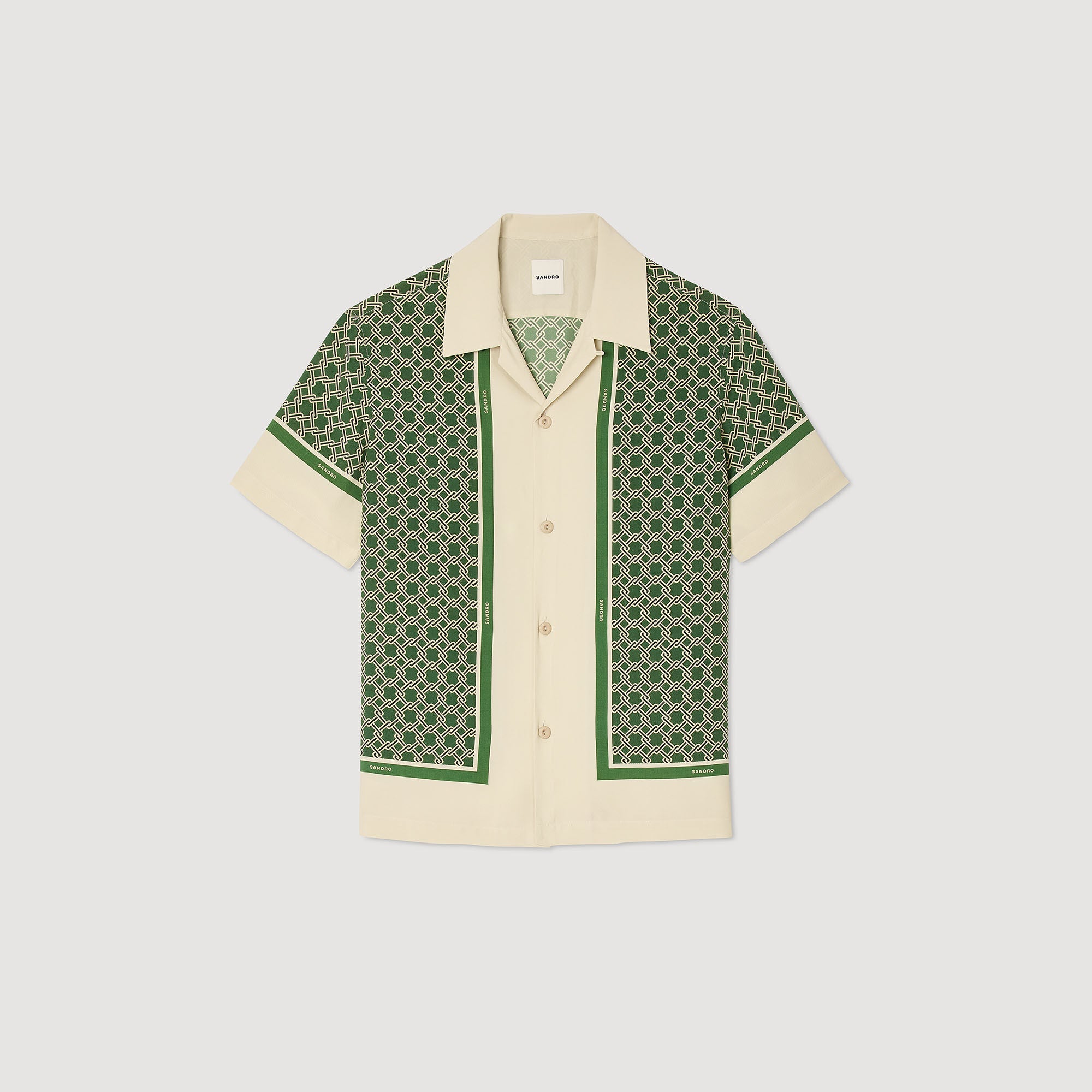 Short-Sleeved Patterned Shirt Super Green