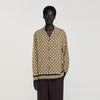 Square Cross Ml Printed Loose-Fit Shirt Beige