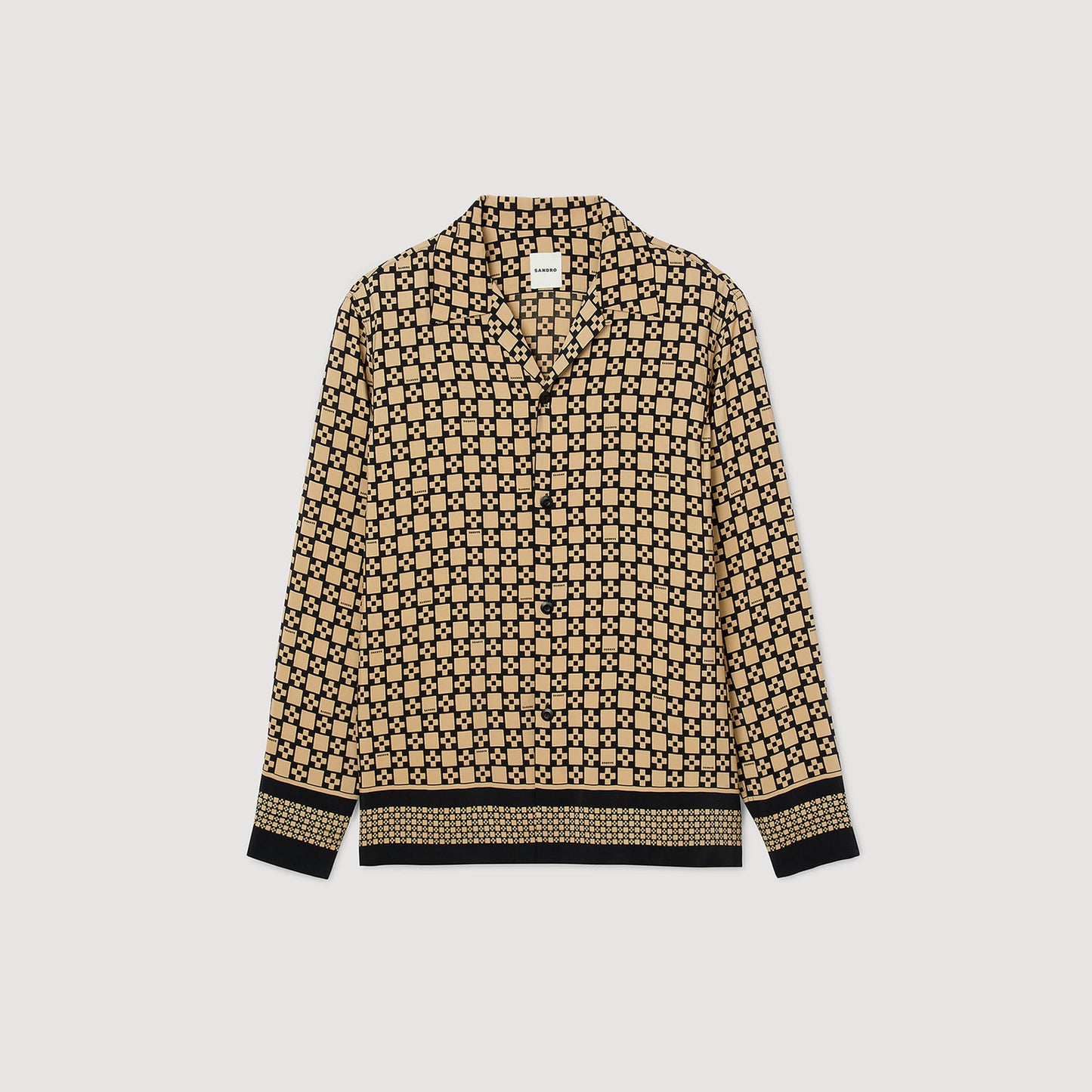 Square Cross Ml Printed Loose-Fit Shirt Beige