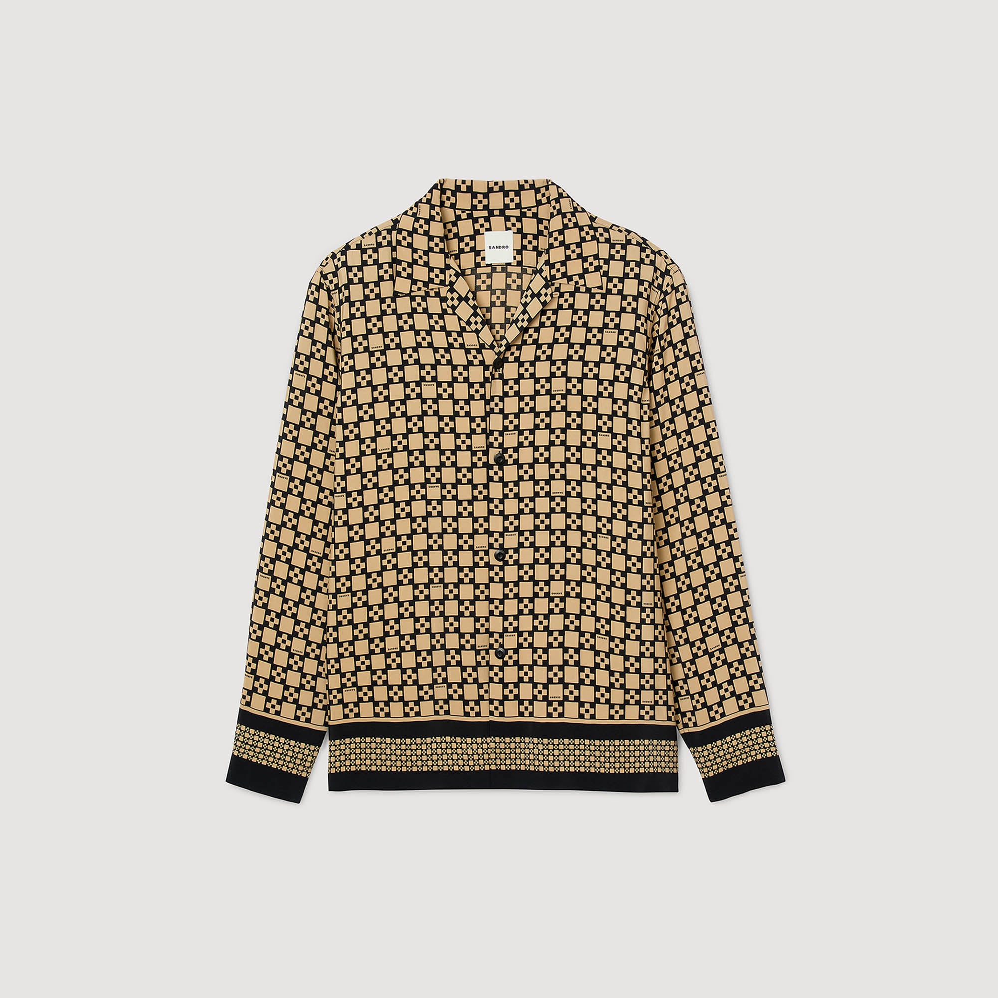 Square Cross Ml Printed Loose-Fit Shirt Beige