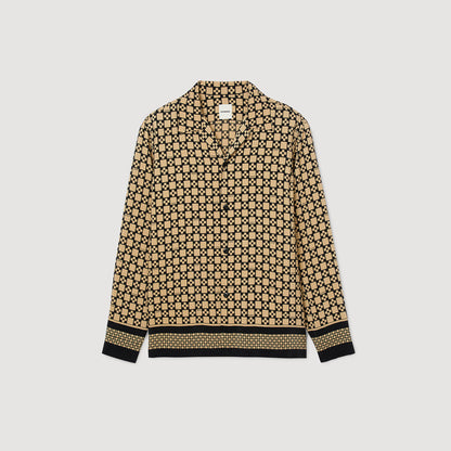 Square Cross Ml Printed Loose-Fit Shirt Beige