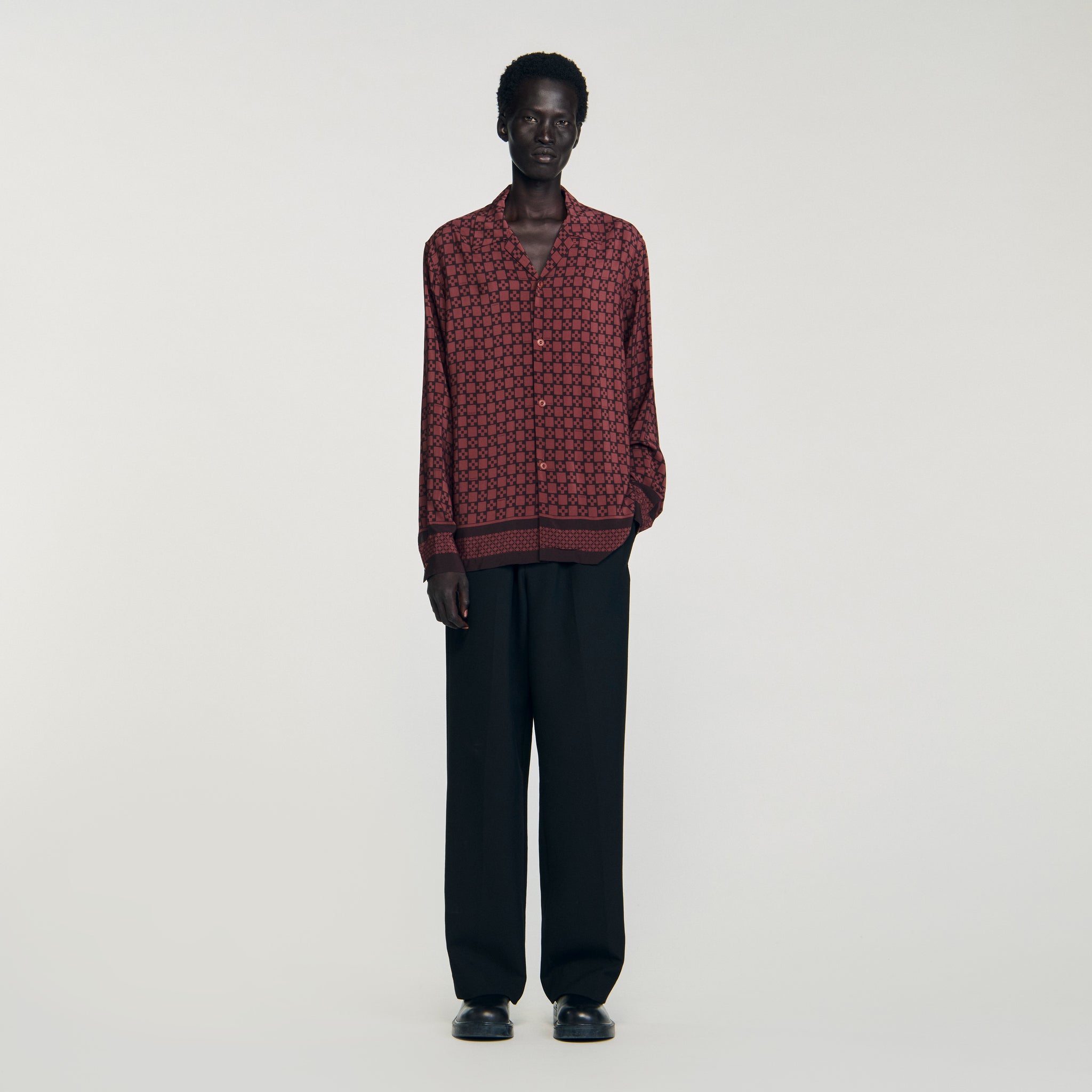 Square Cross Ml Printed Loose-Fit Shirt Cognac