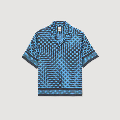 Cross Mc Square Cross Motif Flowing Blouse Sky Blue